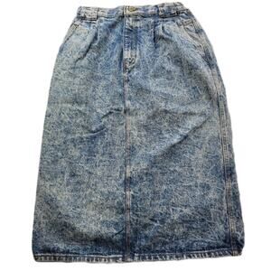 Vintage Chic Acid Wash Midi Denim Skirt size 8